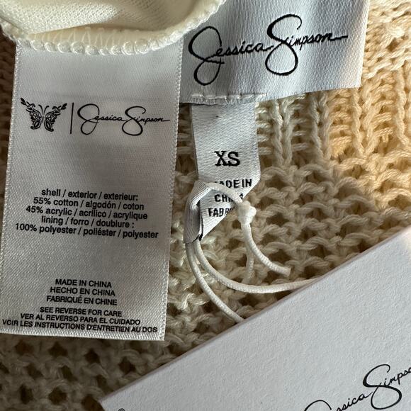 NWT Jessica Simpson Trinity Crochet Sweater Dress XS Ivory Boho Festival Cottage - Picture 9 of 11